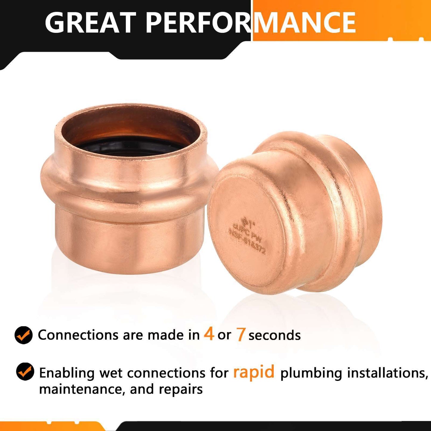 1" Press Copper Cap (Lead Free)