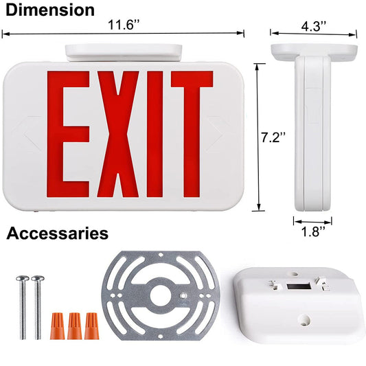 LED Exit Sign with 90min Battery Backup, Double Face, 120/277V, Hardwired Red Letter Exit Lights for Business, ETL Listed-14 Pack