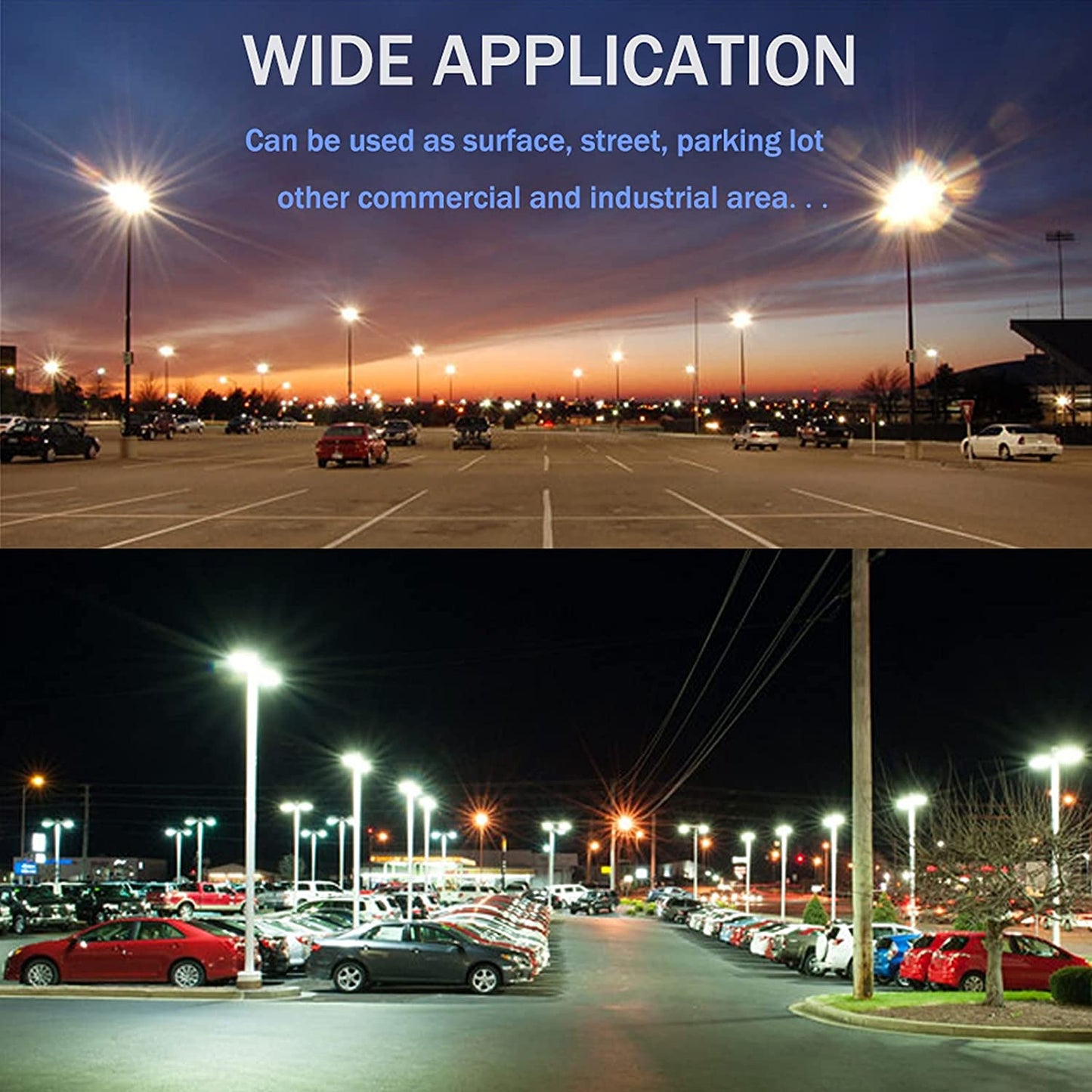 400W 500W 600W LED Shoebox Street Light 5000K 130LM/W 1-10V Dim 100-277V IP65 Commercial Parking Lot Area Pole Lights, Mount Optional, ETL DLC Listed