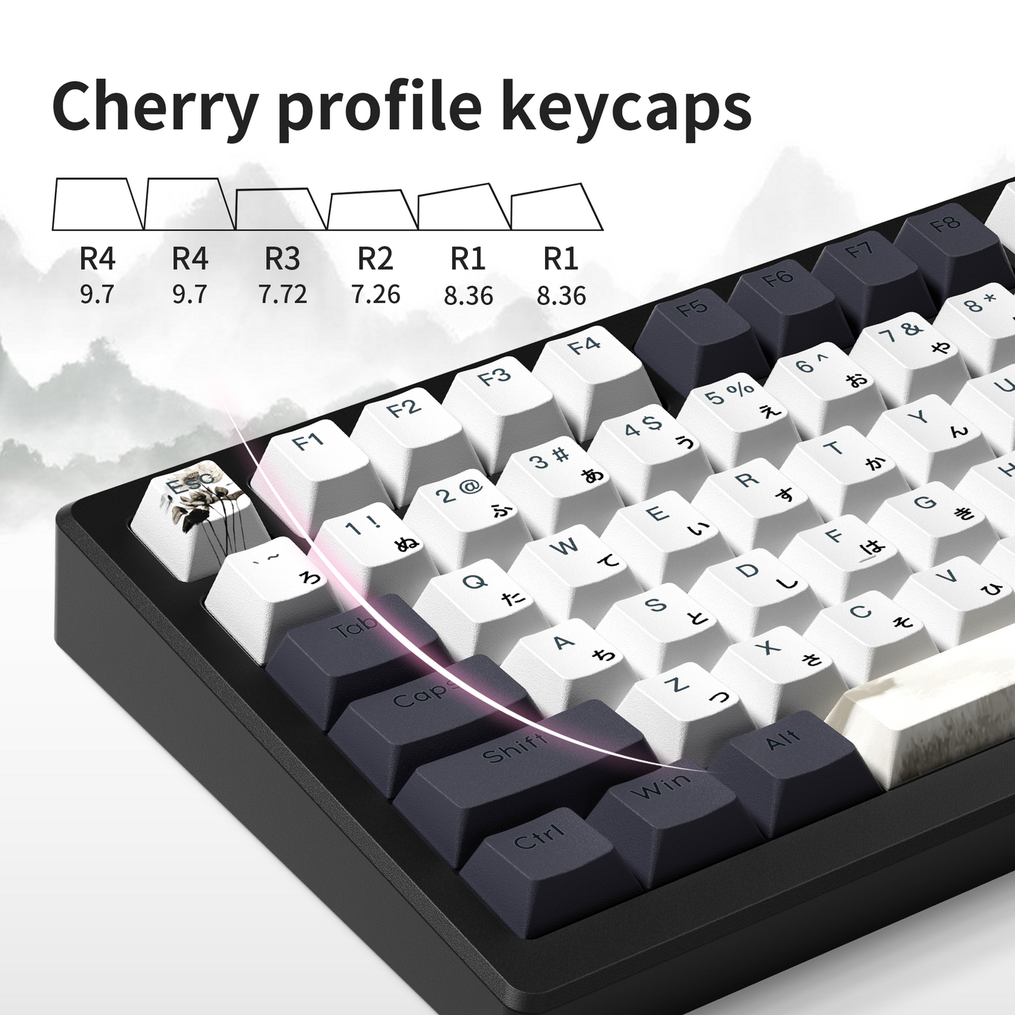 XVX  Lotus Cherry Profile Shine Through Double shot  5-sided Dye-Sub PBT Keycap Set (133-Key)