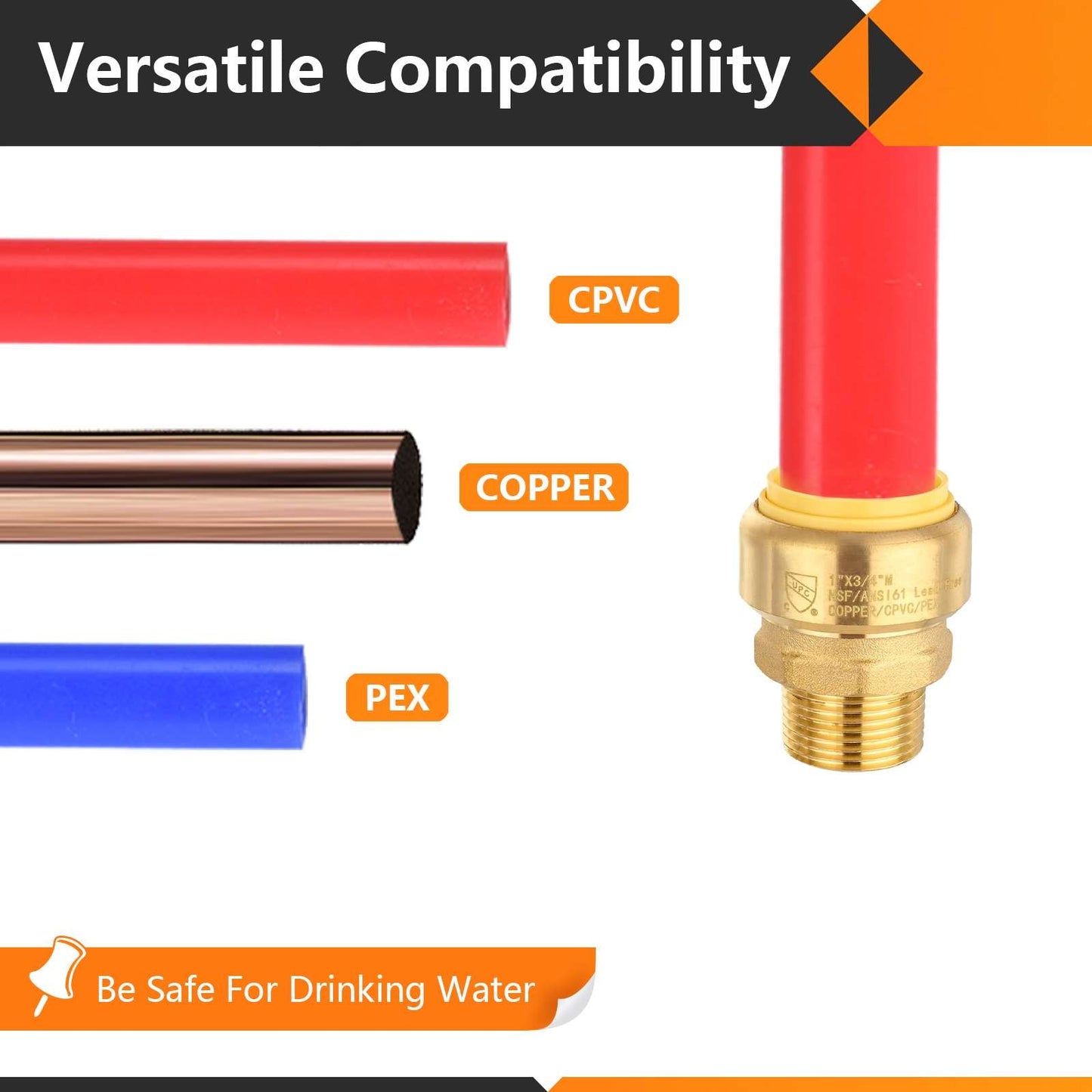 1" x 3/4" M Push Fit Male Adapter