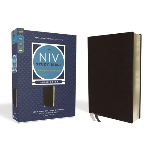 NIV Study Bible, Fully Revised Edition, Large Print, Bonded Leather, Black, Red Letter, Comfort Print