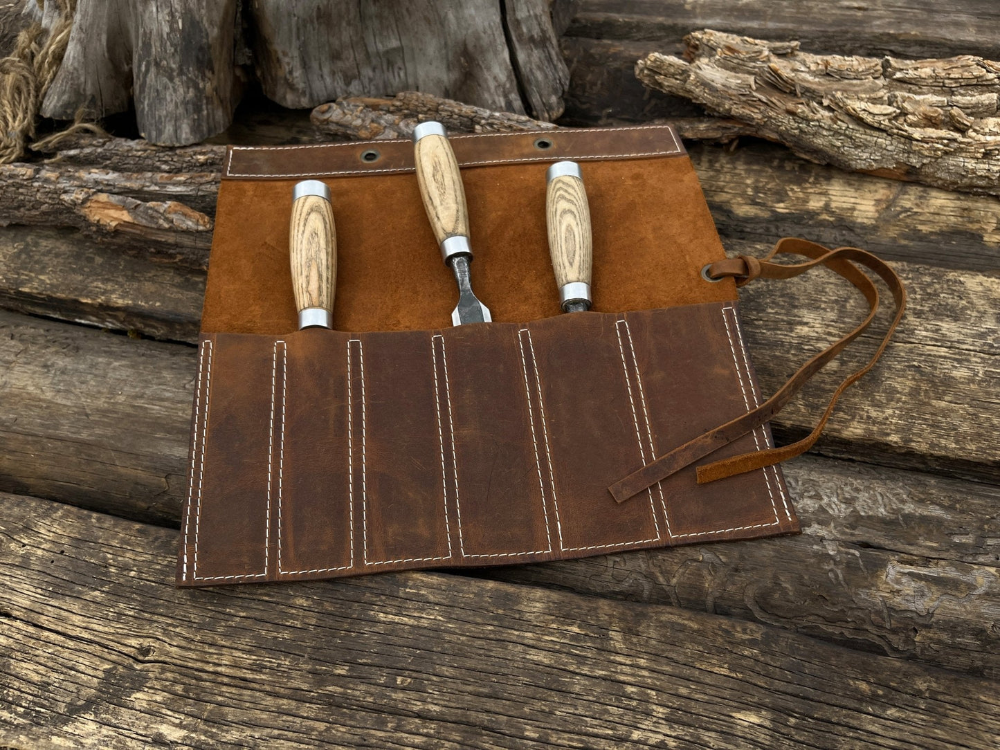 6 Pocket Leather Chisel Roll
