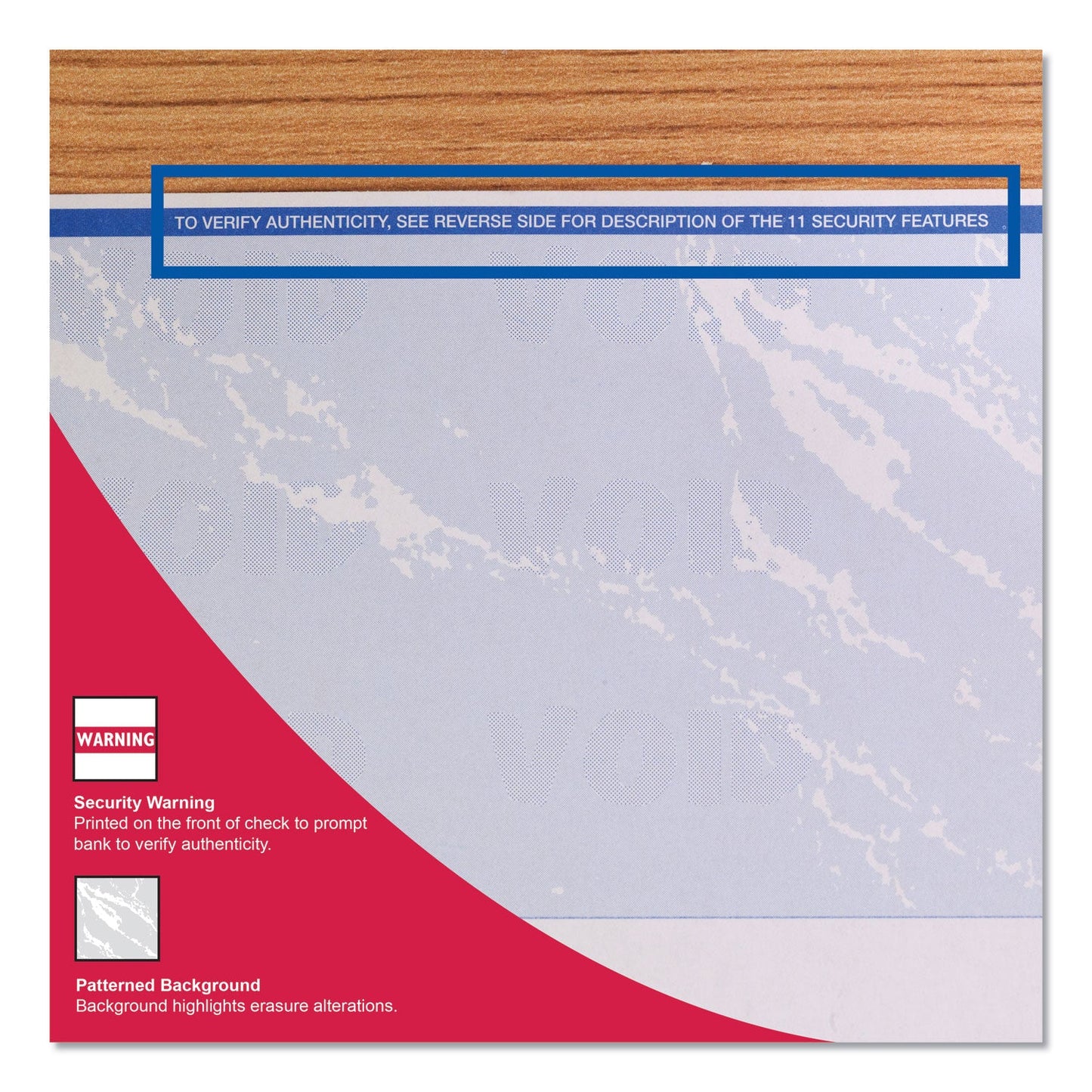 DocuGard Standard Security Check, 11 Features, 8.5 x 11, Blue Marble Bottom, 500/Ream