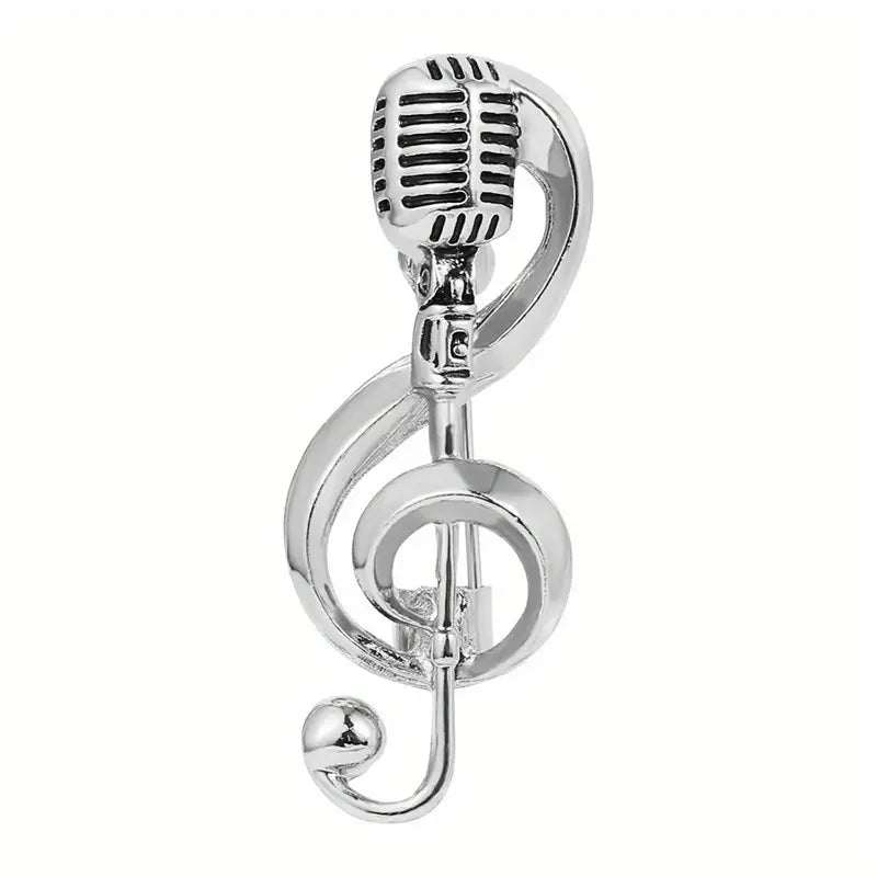 Music Mic Brooch Pin - Elegant Music-Themed Accessory with Microphone Pin for Musicians and Music Lovers