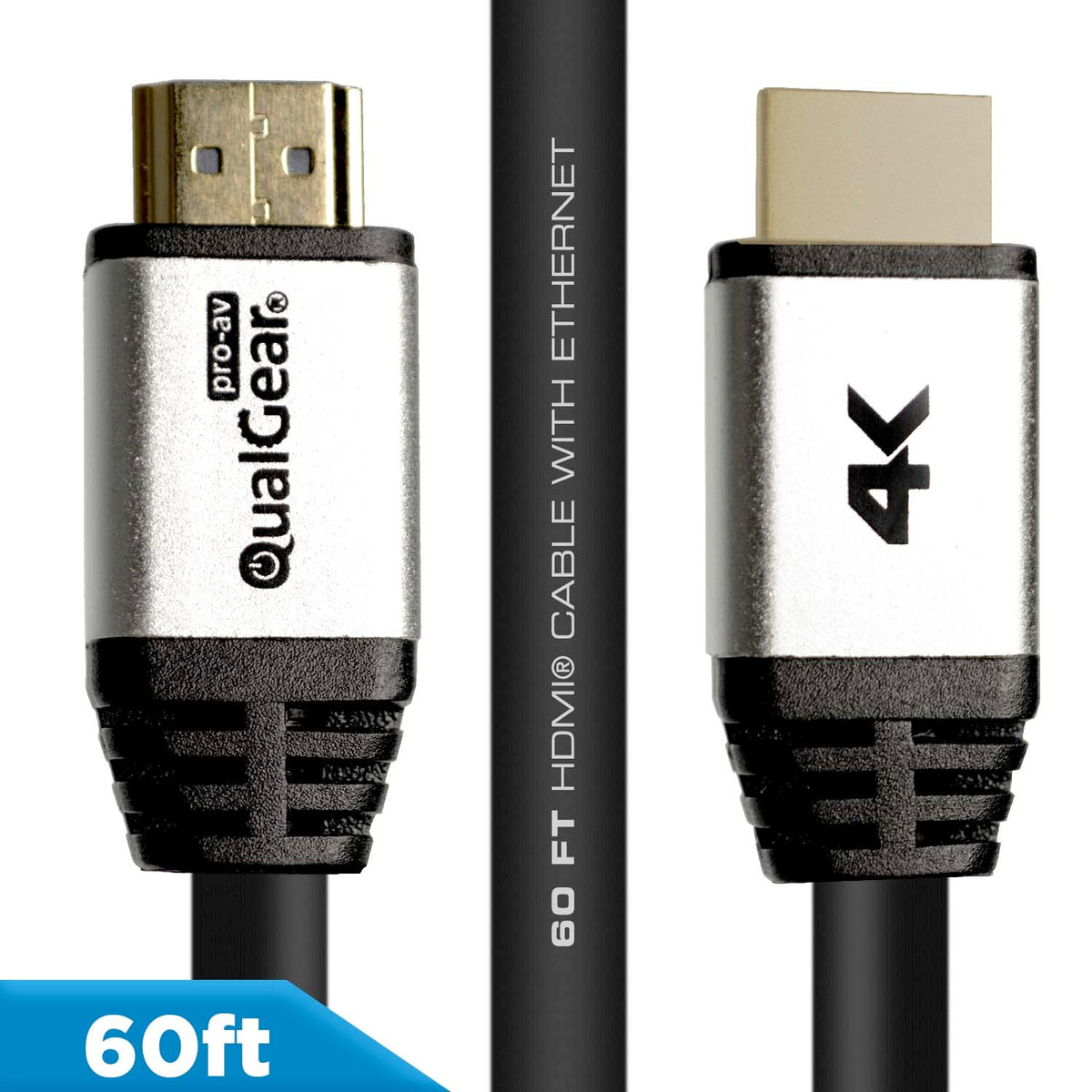 QualGear High Speed HDMI 2.0 Cable with Ethernet, 4K 18 Gbps, 100% OFC, QG-CBL-HD20