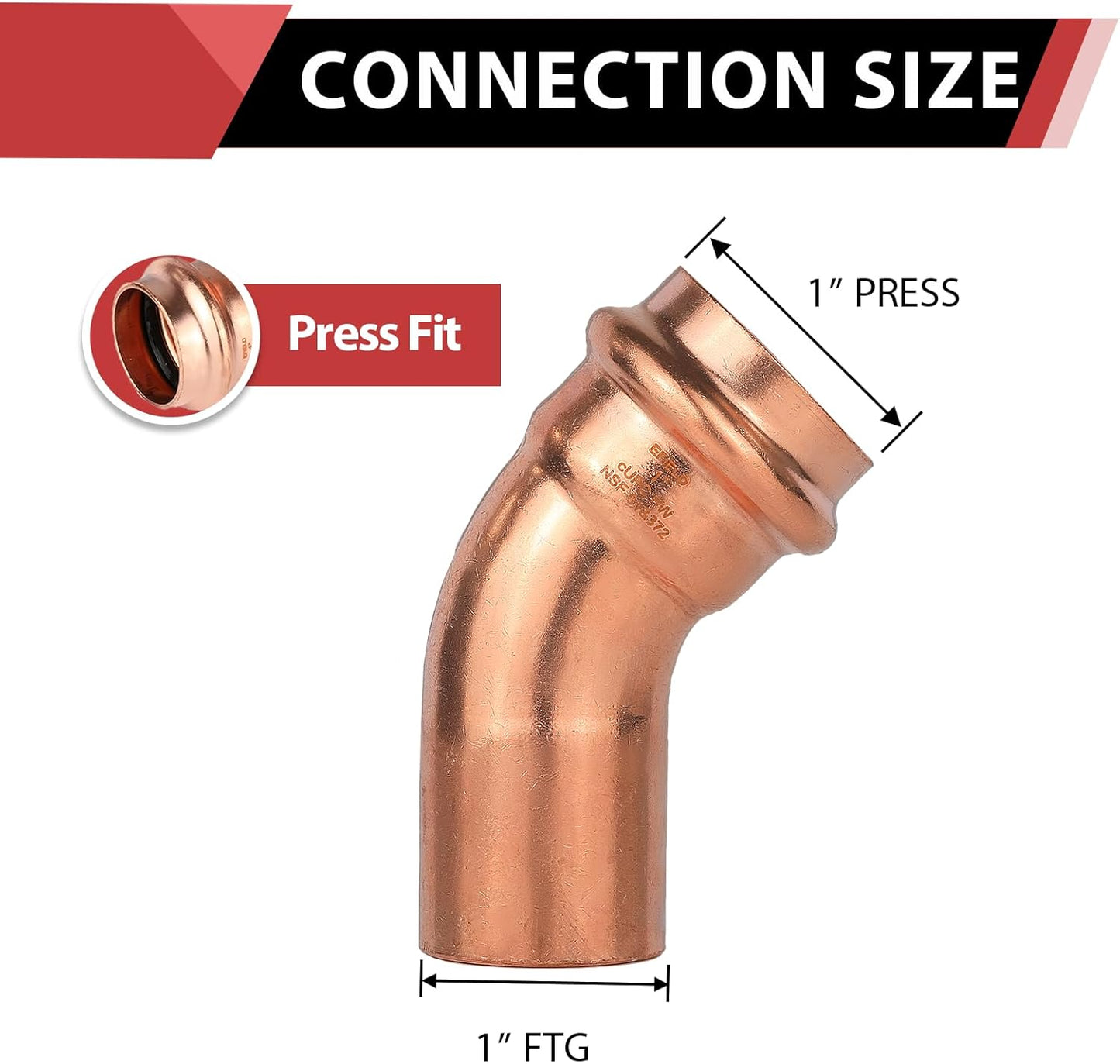 1" 45° Press Copper Street Elbow (Lead Free)