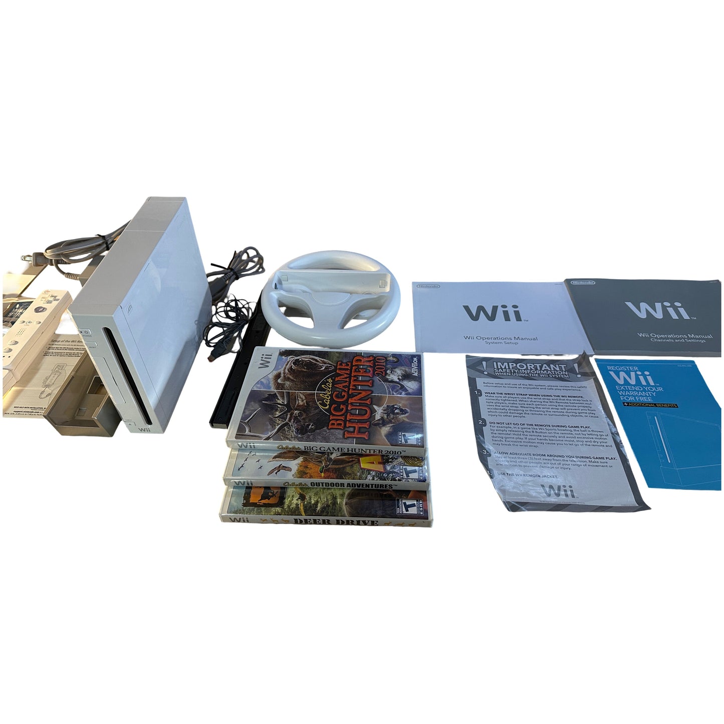 White Nintendo Wii Ultimate Hunting and Driving Bundle (GameCube Compatible)