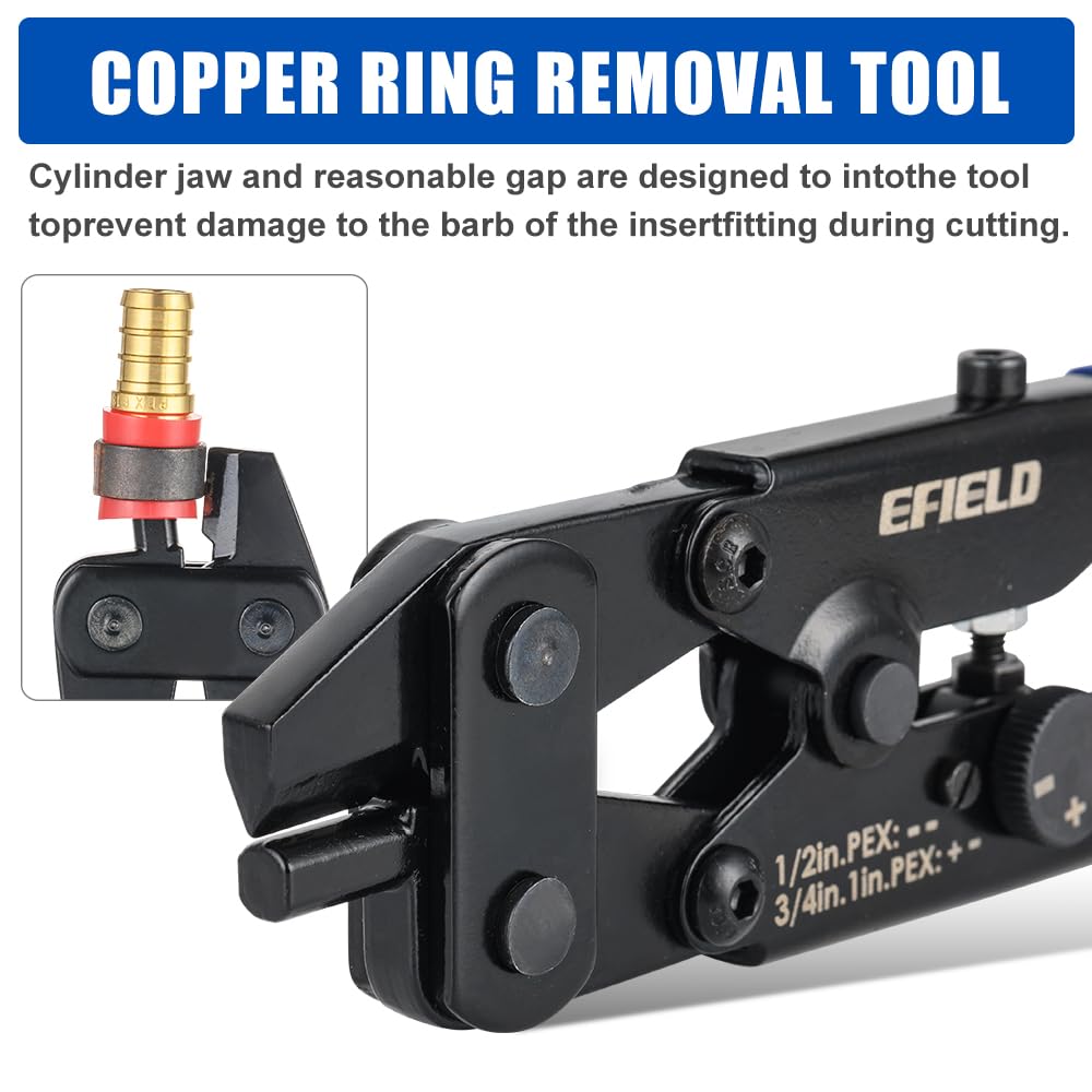 1/2" & 3/4" Pex Crimping Tool with Copper Ring Decrimper, Cutter
