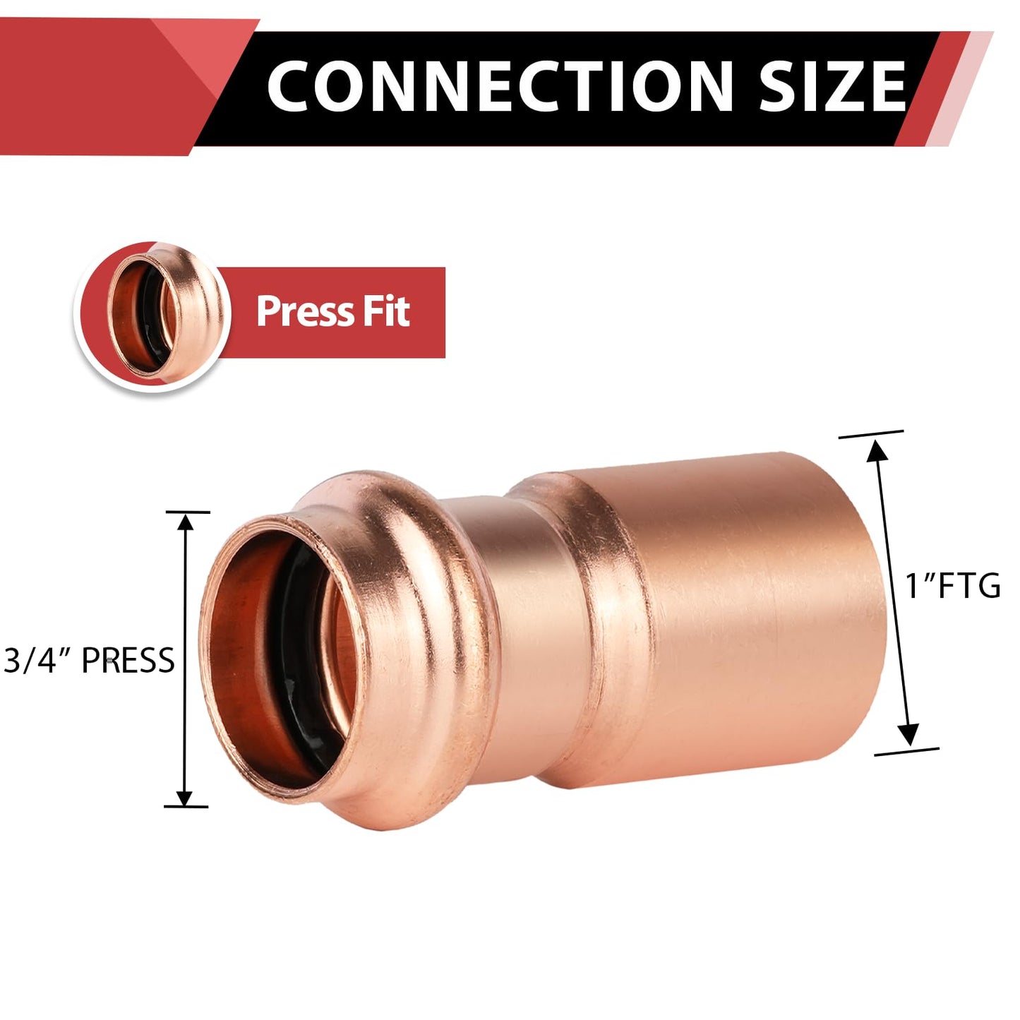 1" x 3/4" Press Bushing Copper Reducer (Lead Free)