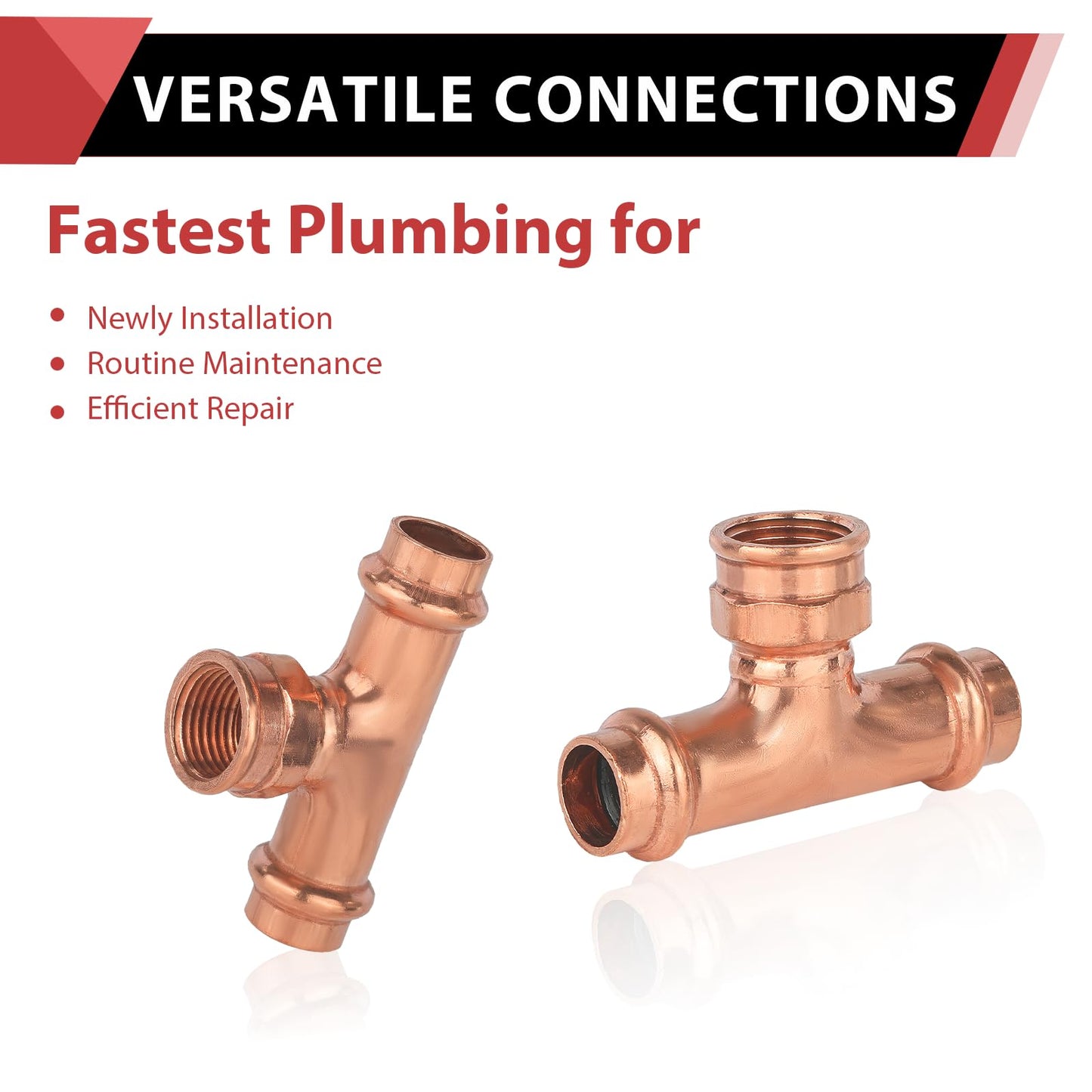 1" x 1" x 3/4" Press x Press x Female Thread Copper Tee (Lead Free)