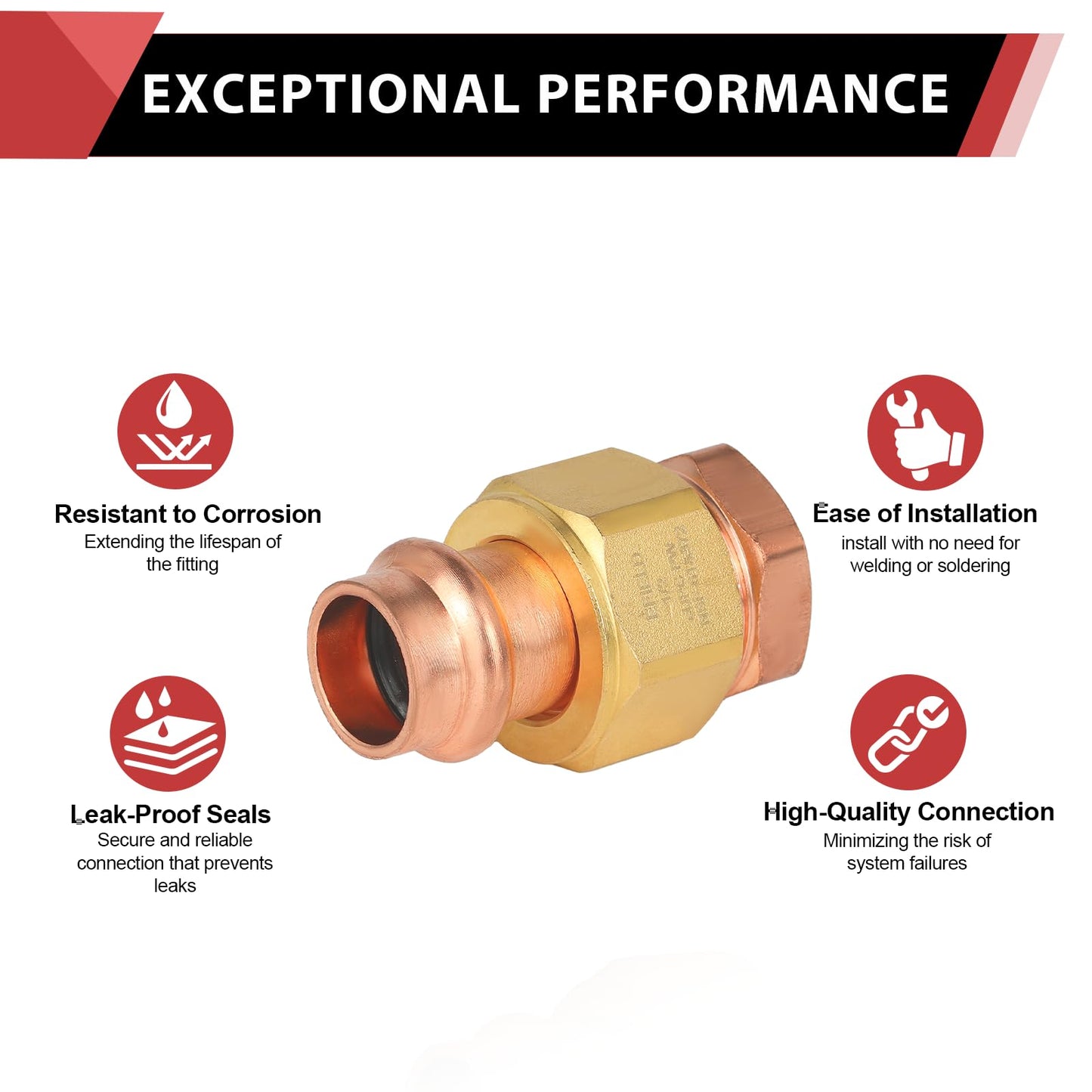 1/2" Press Copper Union x FPT (Female NPT Threaded) (Lead Free)