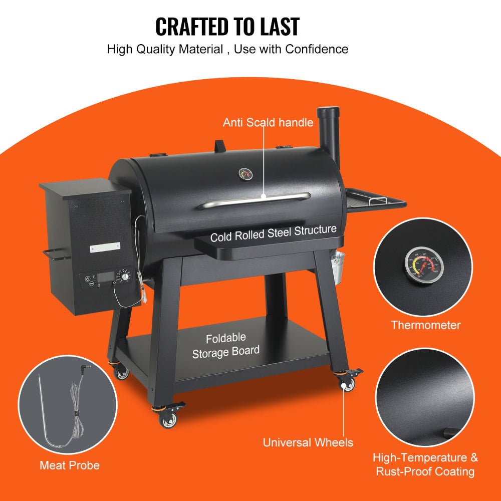 62" Heavy Duty Portable Wood Pellet BBQ Grill With Cart (SAK91308)