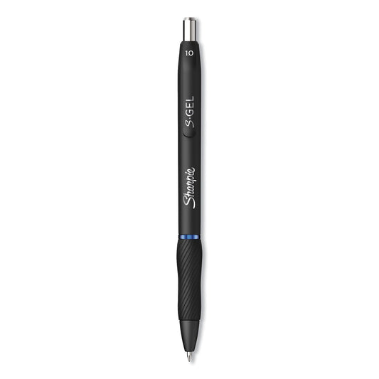 Sharpie S-Gel High-Performance Gel Pen, Retractable, Bold 1 mm, Blue Ink, Black Barrel, Dozen