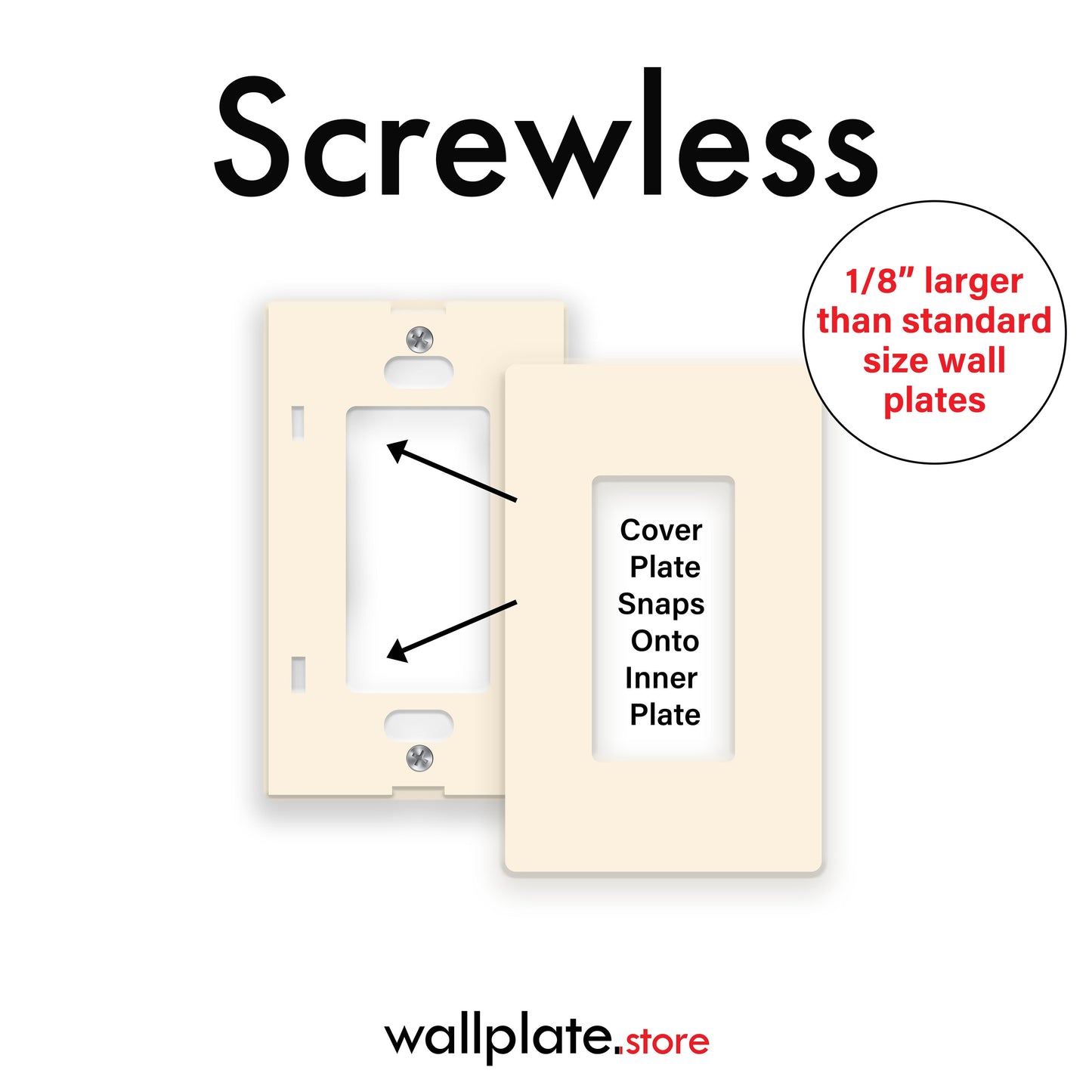 4 Gang Almond Screwless Rocker Switch Wall Plate