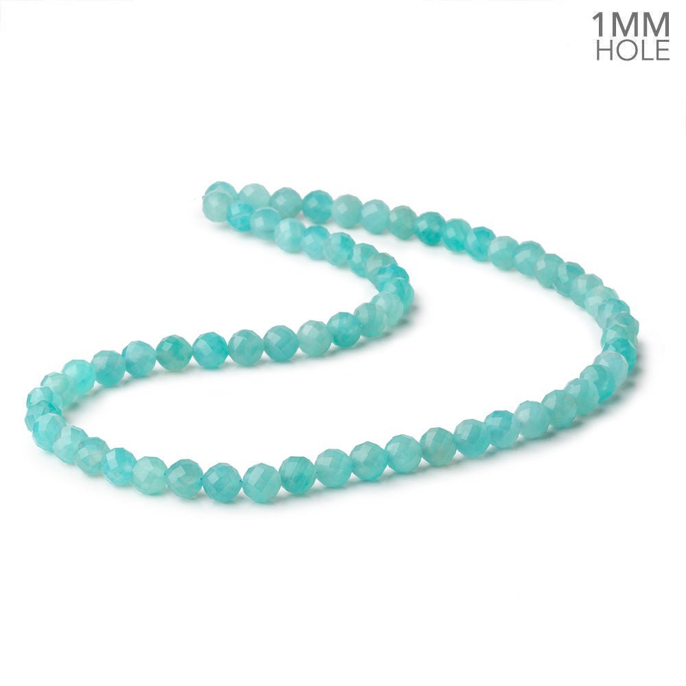 6.5mm Amazonite Faceted Round Beads 16 inch 63 pieces 1mm hole