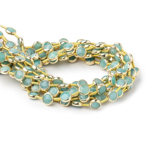 6.5mm Vermeil Bezel Amazonite Faceted Coin Strand 19 Beads