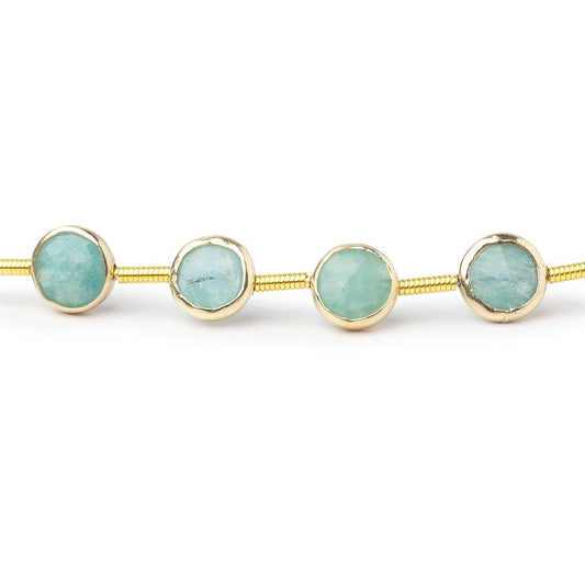 6.5mm Vermeil Bezel Amazonite Faceted Coin Strand 19 Beads