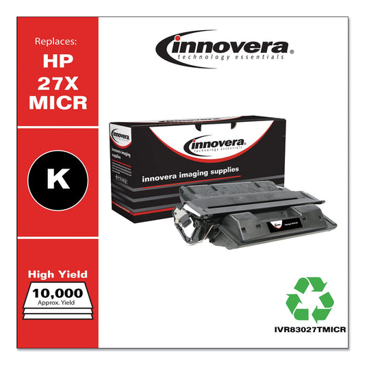Innovera Remanufactured Black High-Yield MICR Toner, Replacement for 27XM (C4127XM), 6,000 Page-Yield