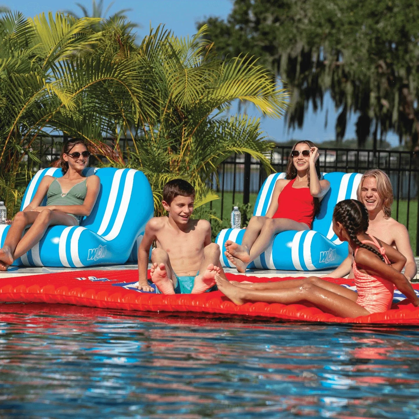 WOW Watersports Splash Pad Lounge Chair w Bottom Slot and Built-In Cup Holder