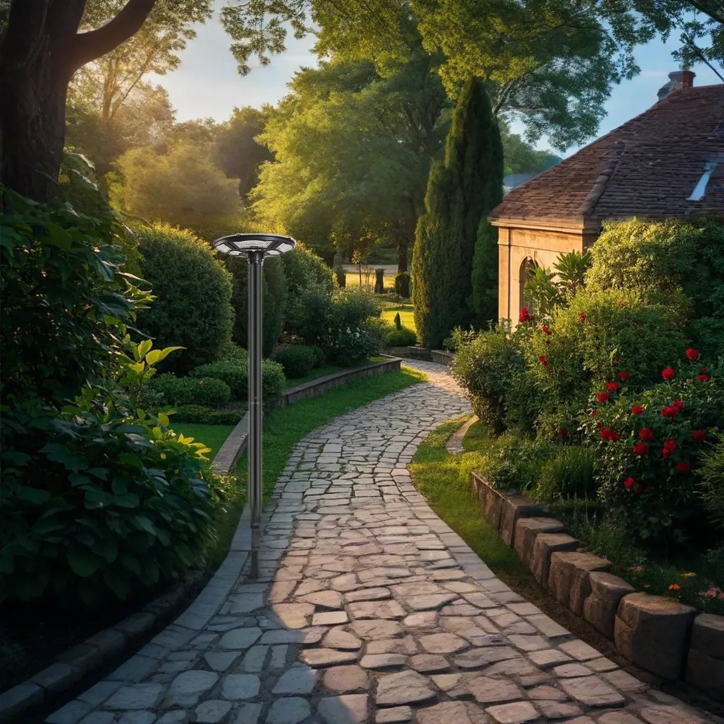 3500W Commercial Solar Flag Pole Outdoor Lamp Post Light with 98 inch Pole IP67 Waterproof With Remote