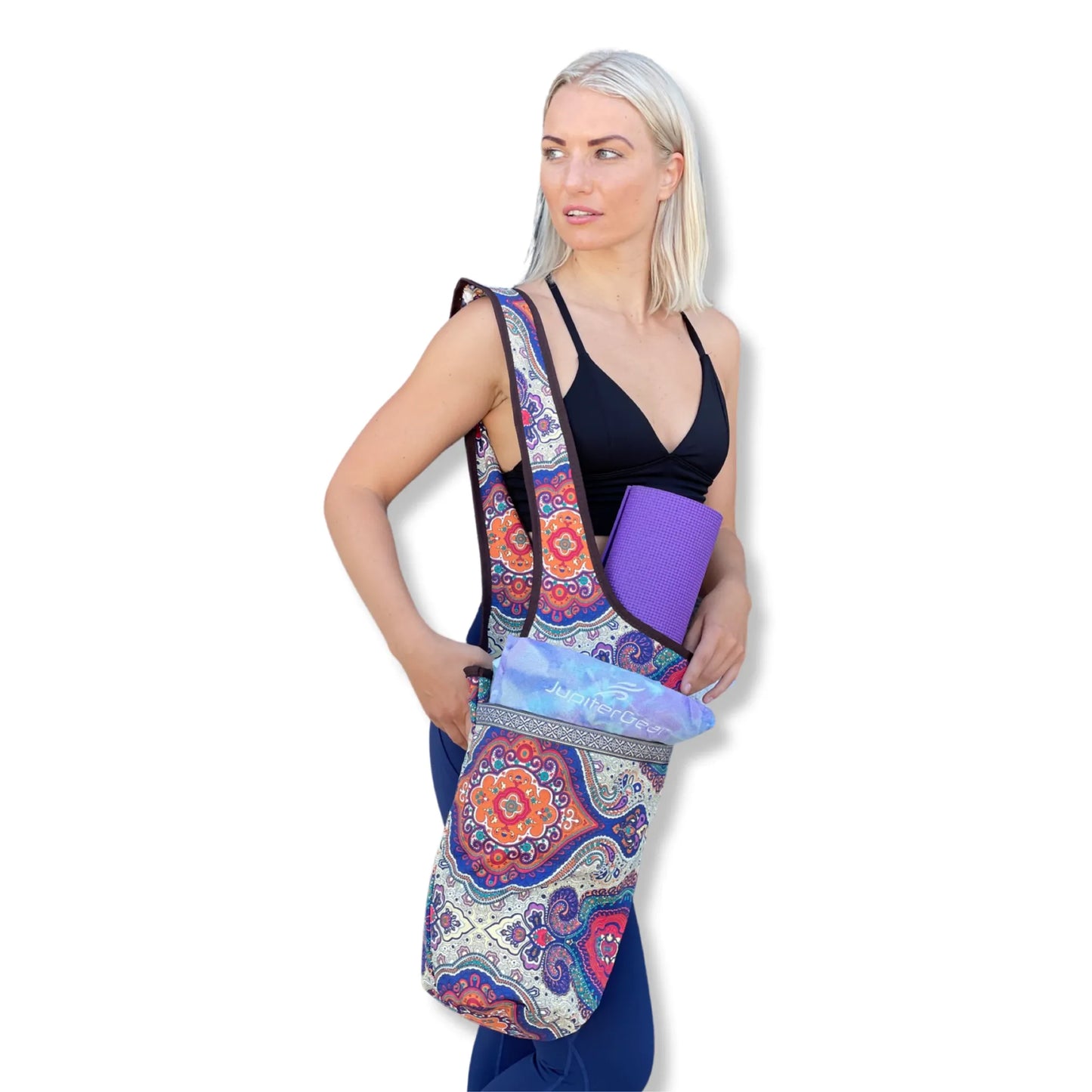 JupiterGear Yoga Mat Carrying Tote Bag with Large Size Pockets | Multipurpose and Fit Most Size Mats