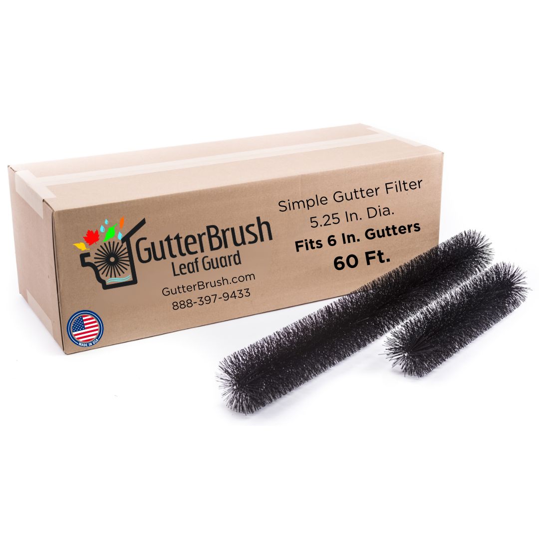 6 Inch Gutter Guards – Oversize Brush Gutter Guard (5.25" Dia) – Gutter Protection for Heavy Leaf Debris