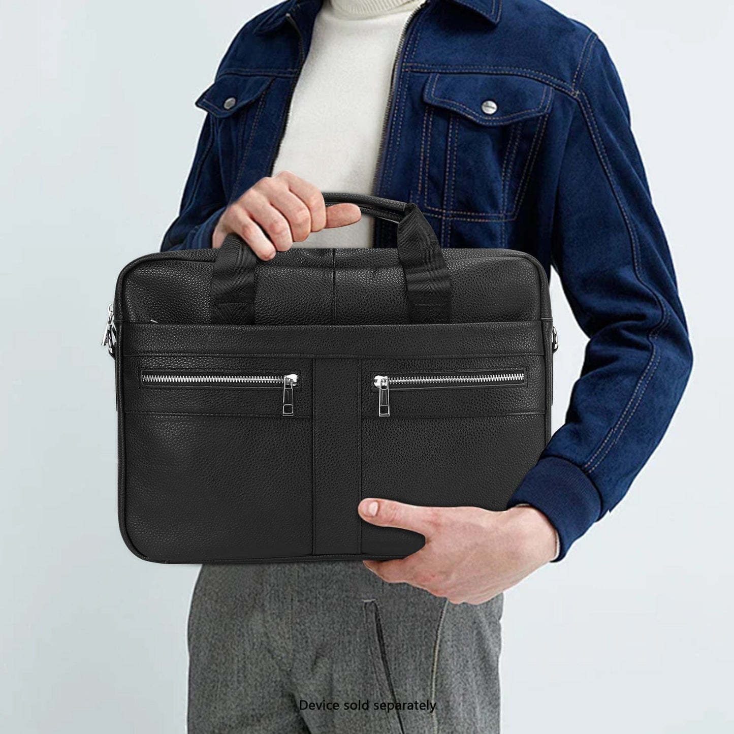 Genuine Leather Business Bag Briefcase for Laptops up to 16-inch
