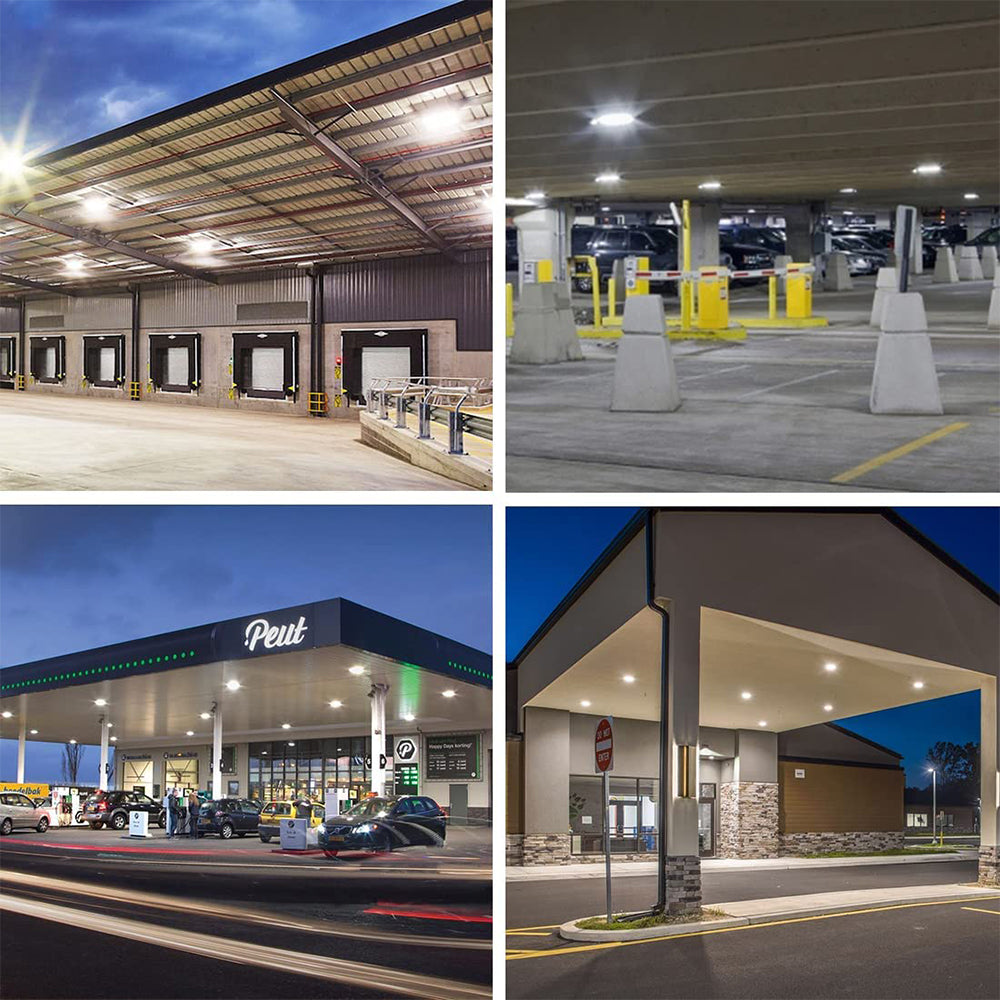LED Canopy Ceiling Light Power Adjustable 80W 100W 120W 150W Color Tunable 3000K 4000K 5000K 1-10V Dimming Gas Station Light Fixture ETL DLC Approved