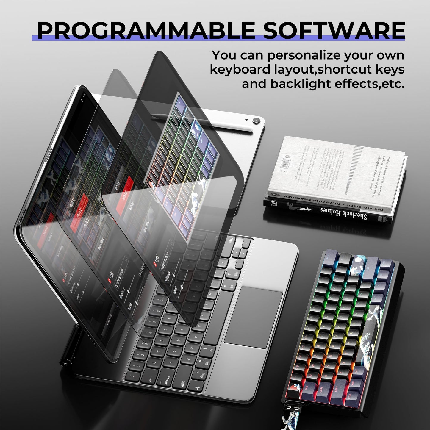 XVX H61 Kanagawa CNC Aluminum 60% Mechanical Keyboard Wired Hot Swap Switches Full RGB With PBT Keycaps