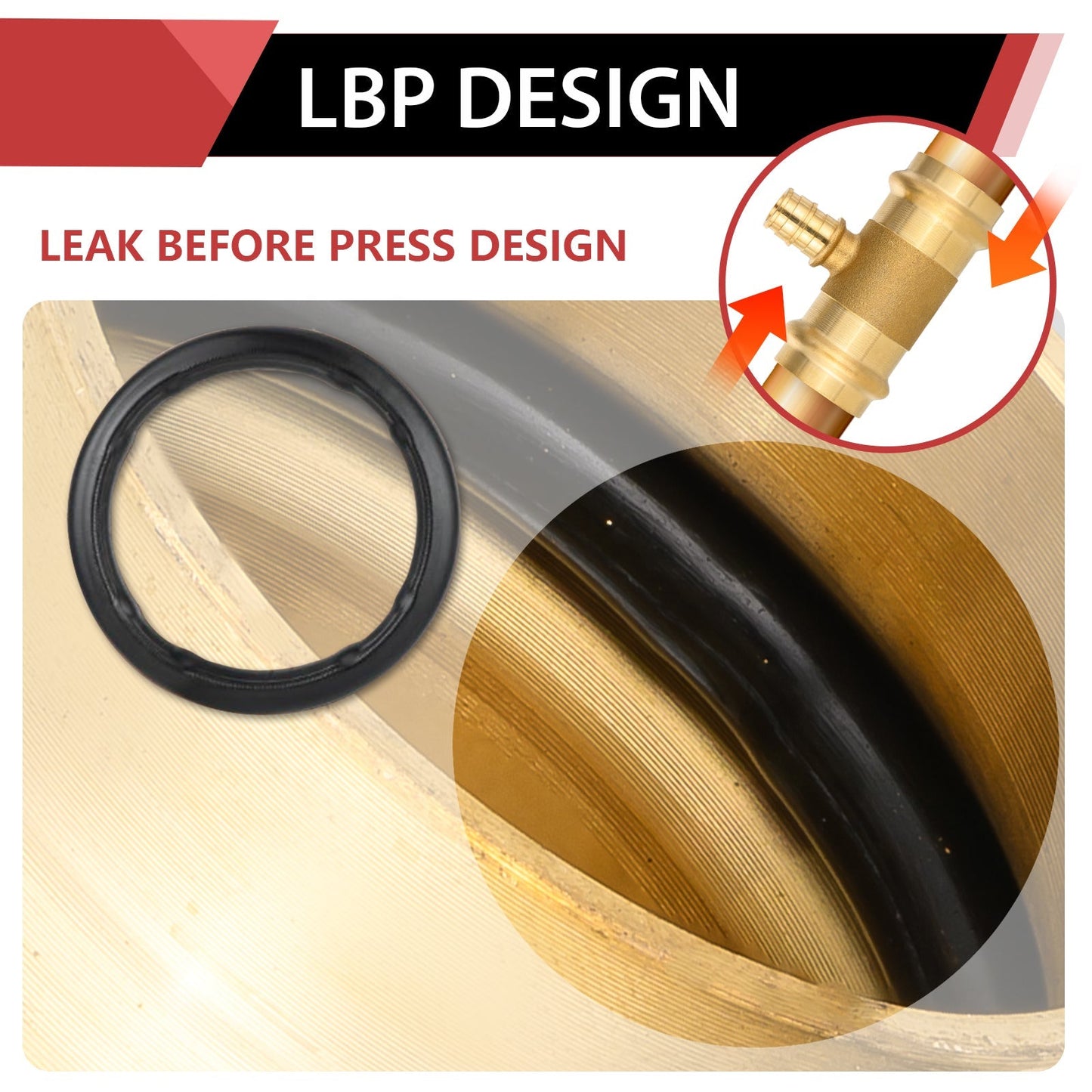 1" x 1" x 1/2" Press x Press x PEX Expansion Brass Tee (Lead Free)