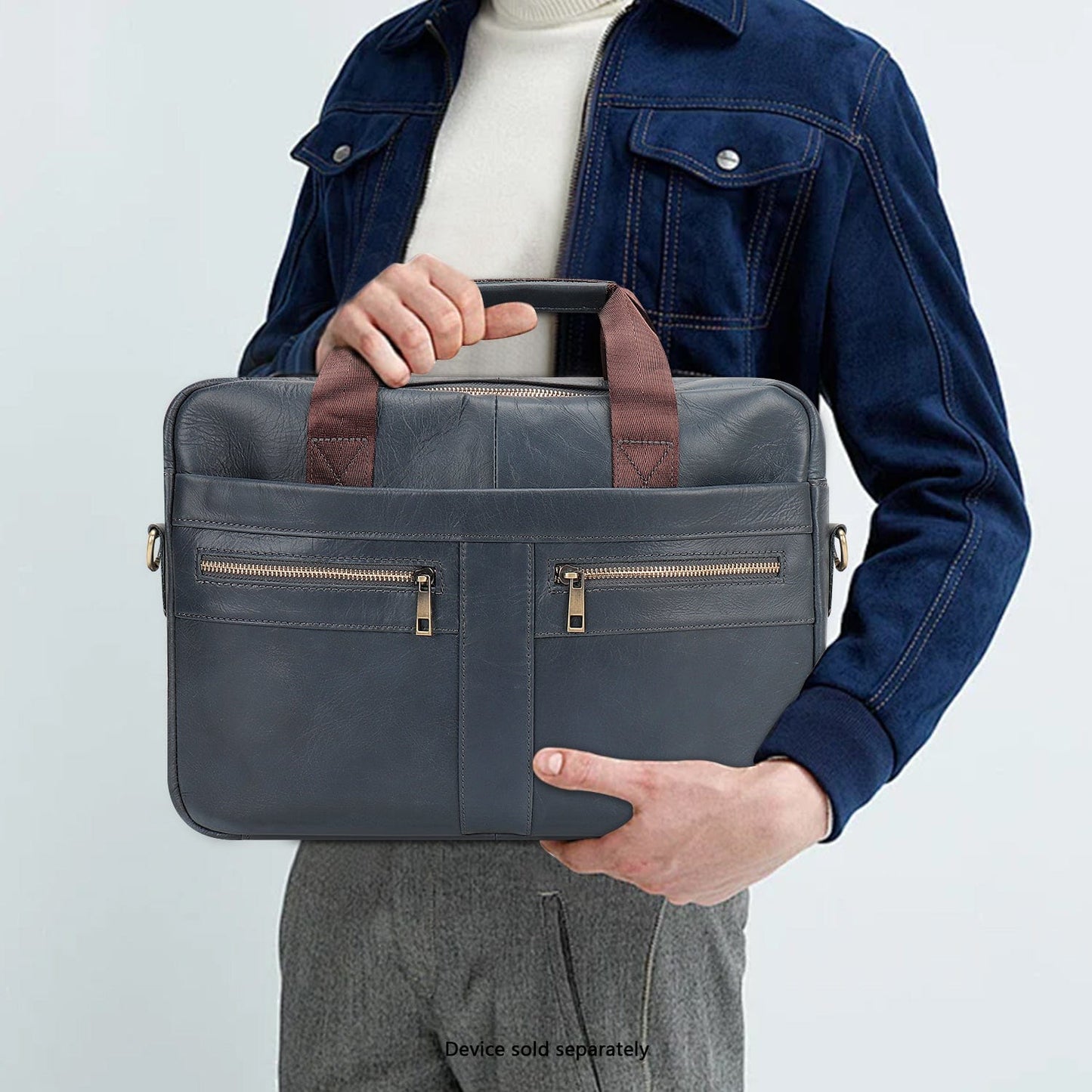 Genuine Leather Business Bag Briefcase for Laptops up to 16-inch