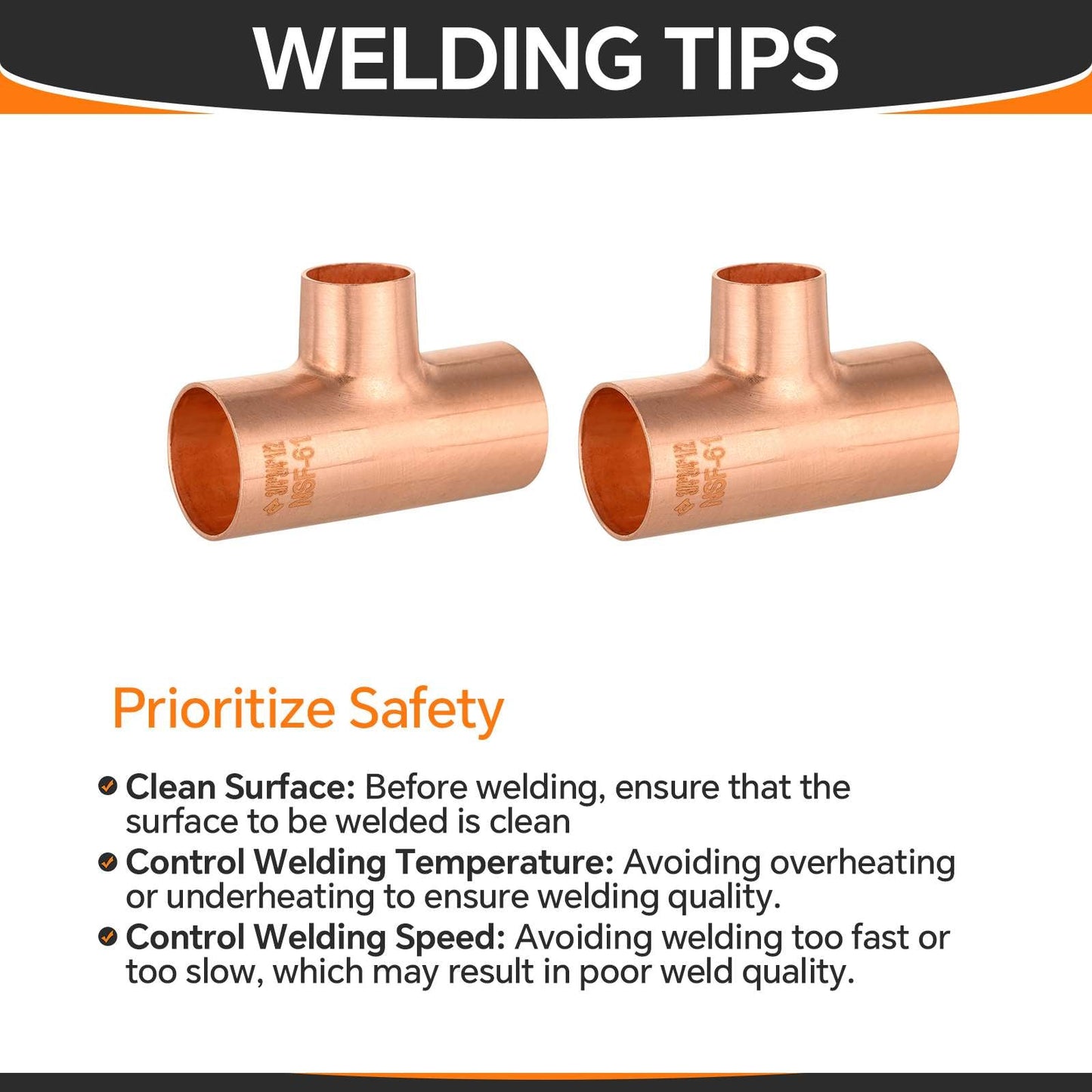 1" x 1" x 1/2" Copper Reducing Tee