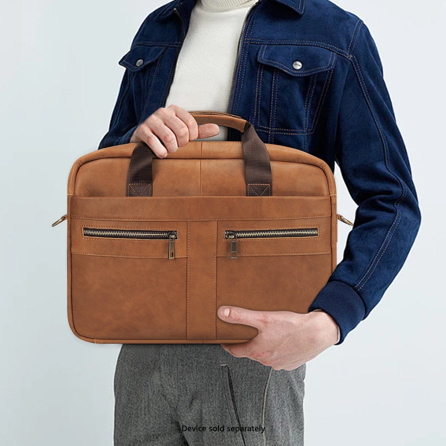 Genuine Leather Business Bag Briefcase for Laptops up to 16-inch