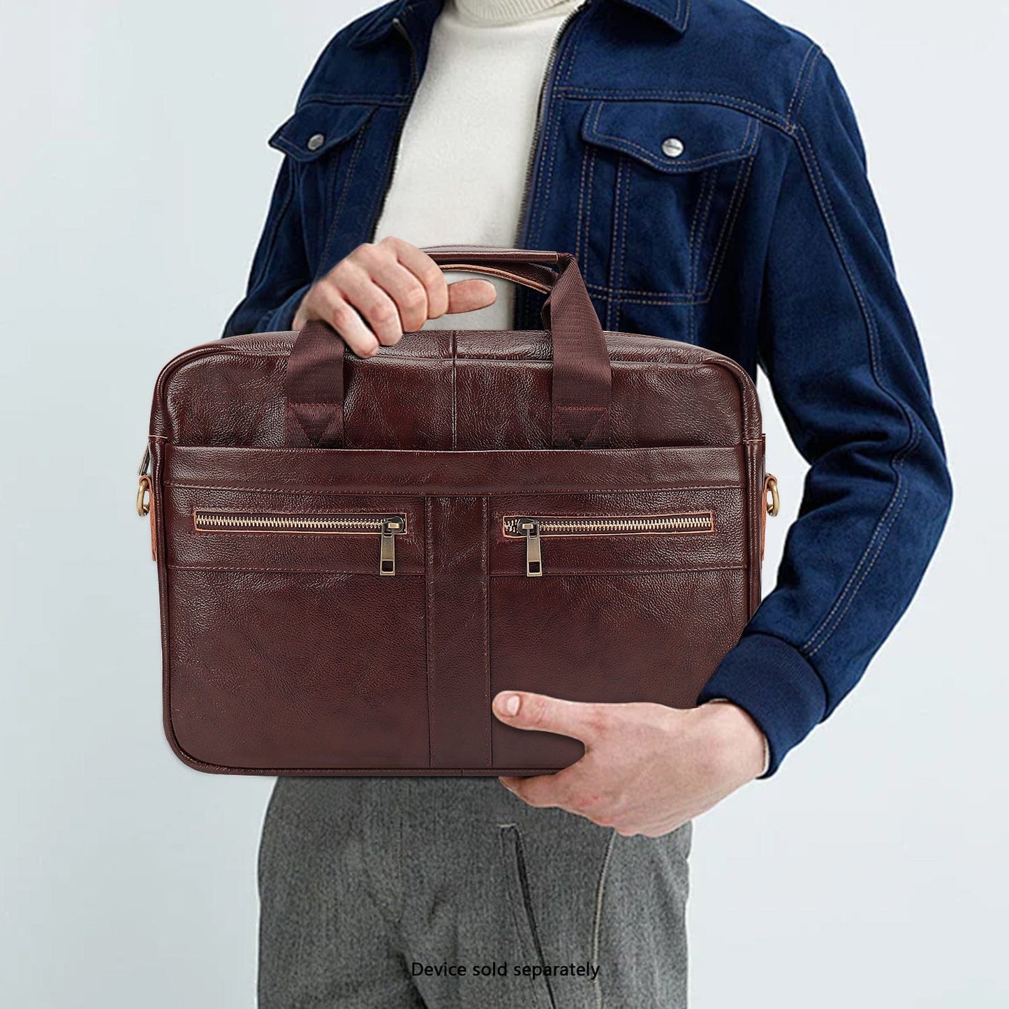 Genuine Leather Business Bag Briefcase for Laptops up to 16-inch