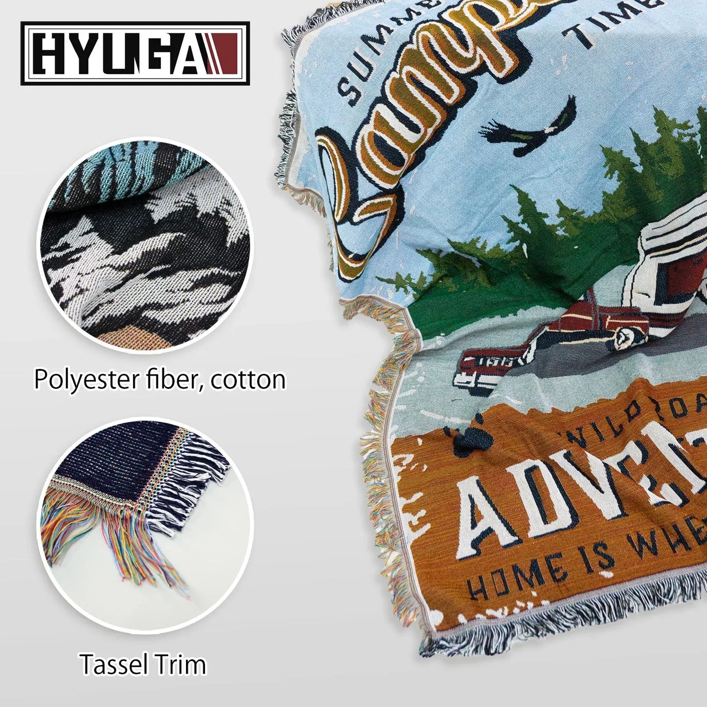 HYUGA Extra Large Camping Blanket (68"x48")- Camping Rug, Beach Blanket, Picnic Blanket, Outdoor Blanket, Bed Sofa Couch