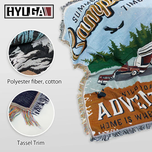 HYUGA Extra Large Camping Blanket (68"x48")- Camping Rug, Beach Blanket, Picnic Blanket, Outdoor Blanket, Bed Sofa Couch