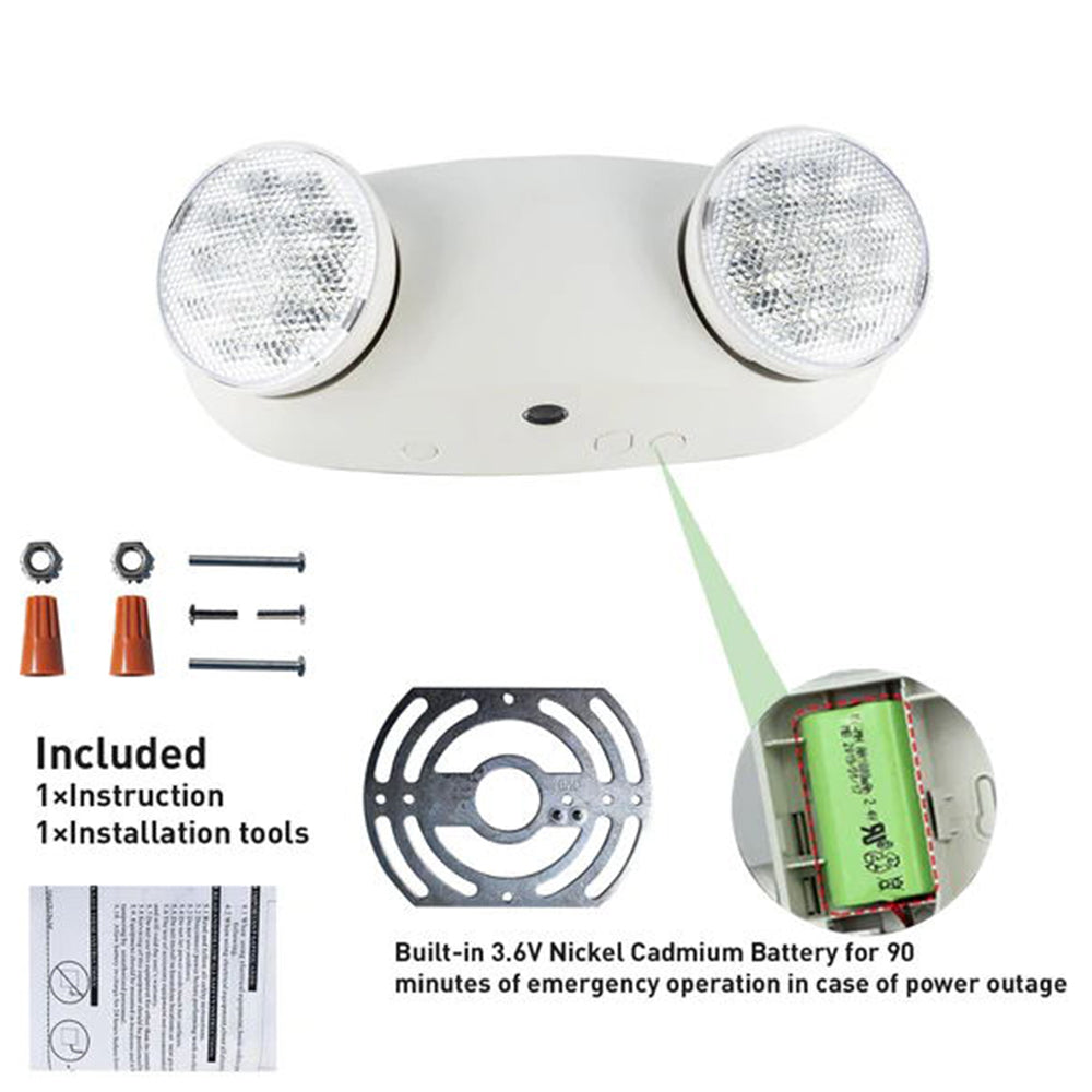 LED Emergency Bug Eye Lights with 90min Battery Backup,Commercial Emergency Light,Two Adjustable LED Light Head,120-277V AC, ETL Certified-14 Pack