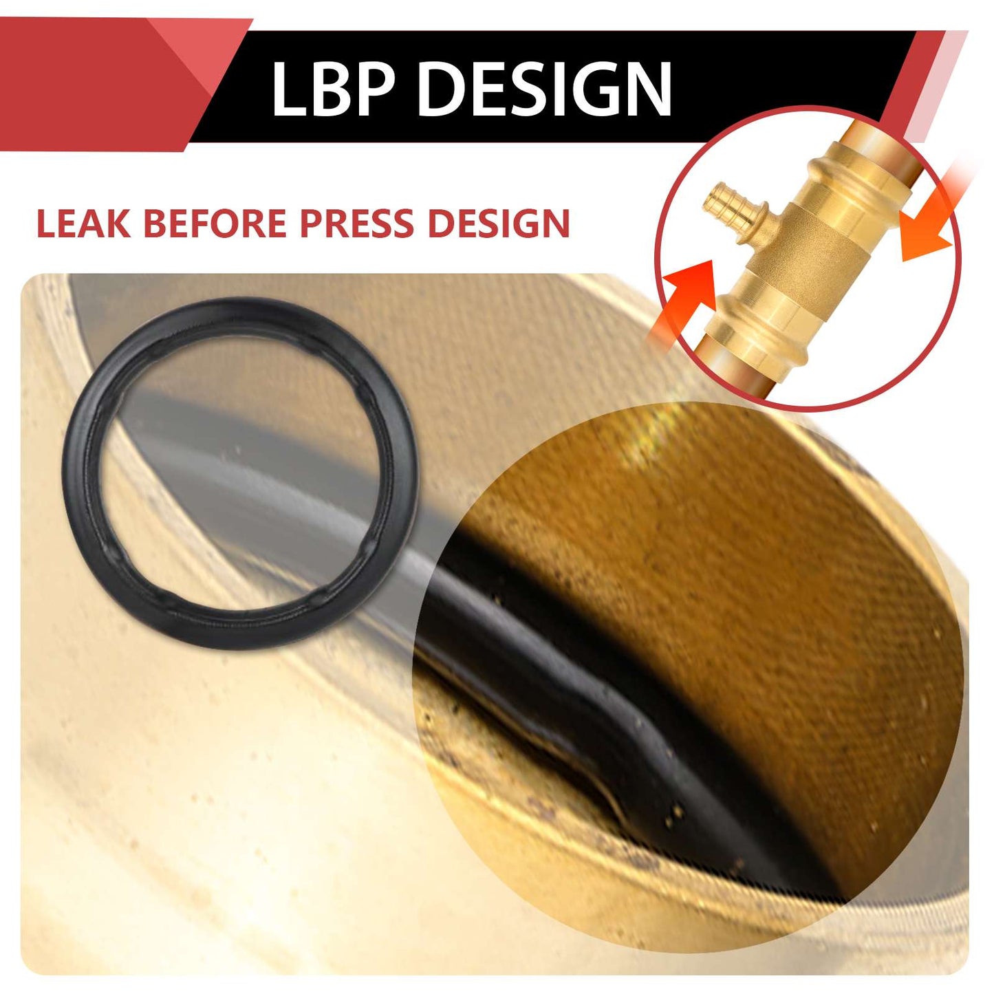 1" x 1" x 3/4" Press x Press x PEX Crimp Brass Tee (Lead Free)