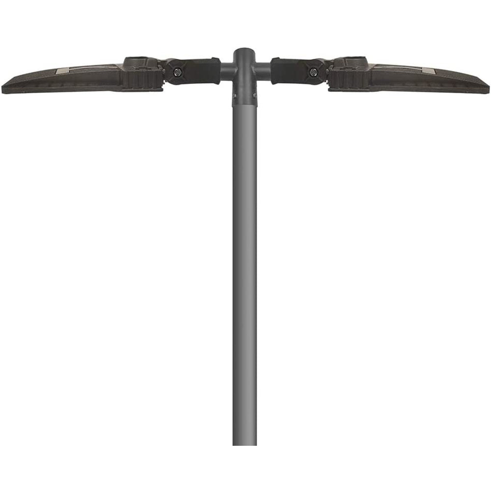 Double Spoke Arm Bracket at 180 Degree with 2 Light Horizontal Tenon Adaptor Round for 2-3/8" Street Light & Area Light, Heavy Duty Pole Mount Bracket