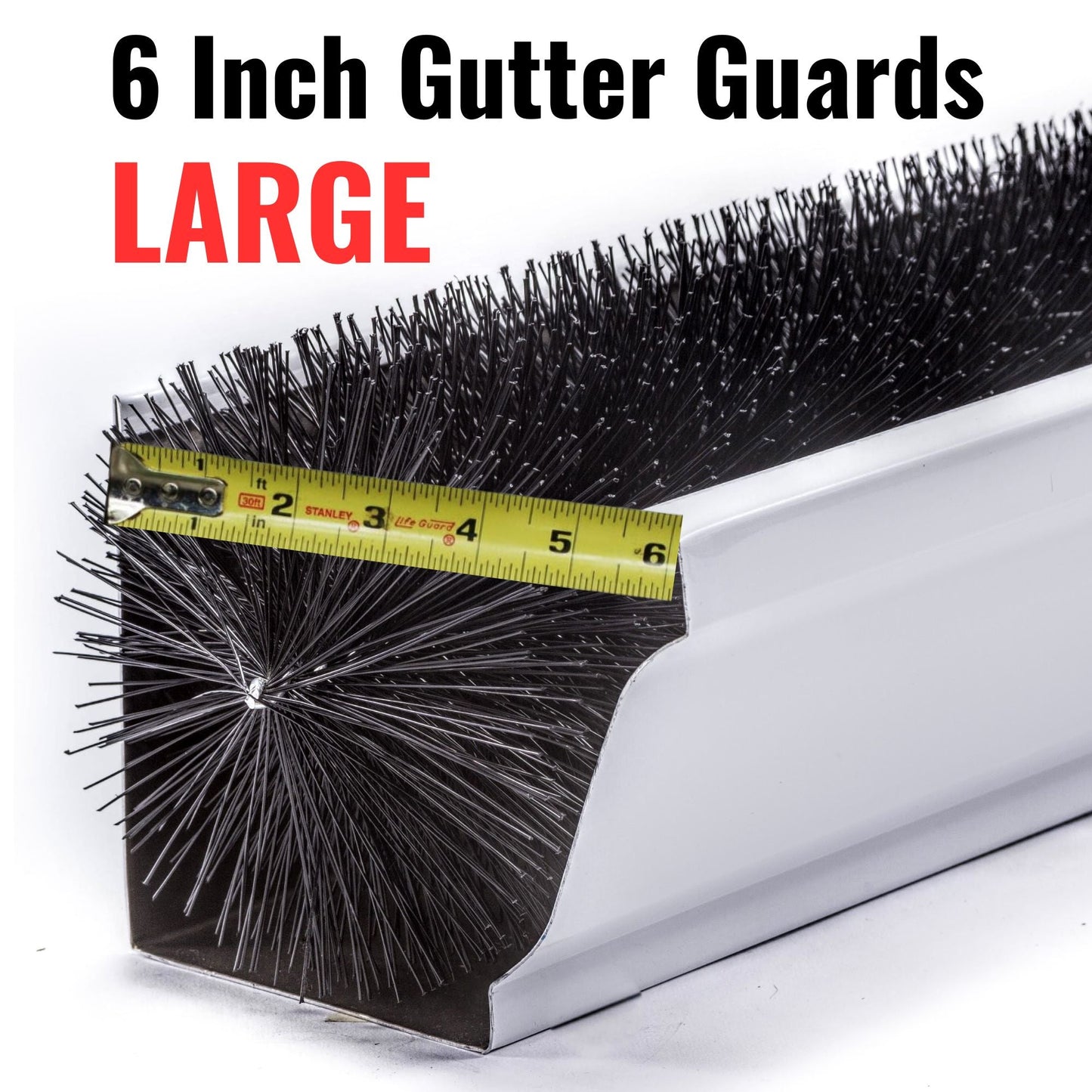 6 Inch Gutter Guards – Oversize Brush Gutter Guard (5.25" Dia) – Gutter Protection for Heavy Leaf Debris