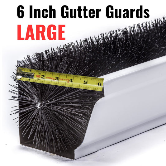 6 Inch Gutter Guards – Oversize Brush Gutter Guard (5.25" Dia) – Gutter Protection for Heavy Leaf Debris