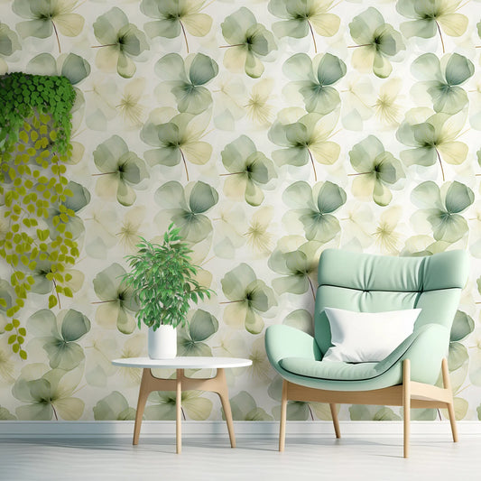 Green Clover Watercolor Wallpaper