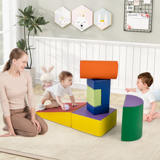 6 Pieces Foam Climbing Blocks Indoor Climb and Crawl Activity Playset with Rectangles-Purple