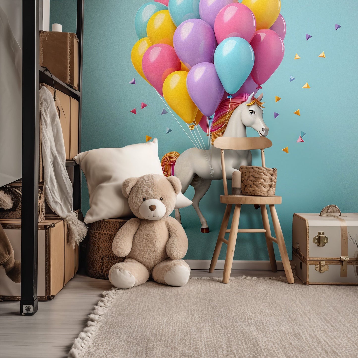 Colorful Balloons Horse Wall Mural