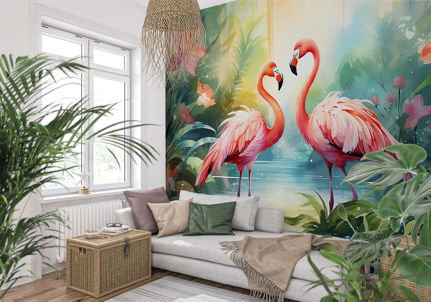 Tropical Flamingo Mural