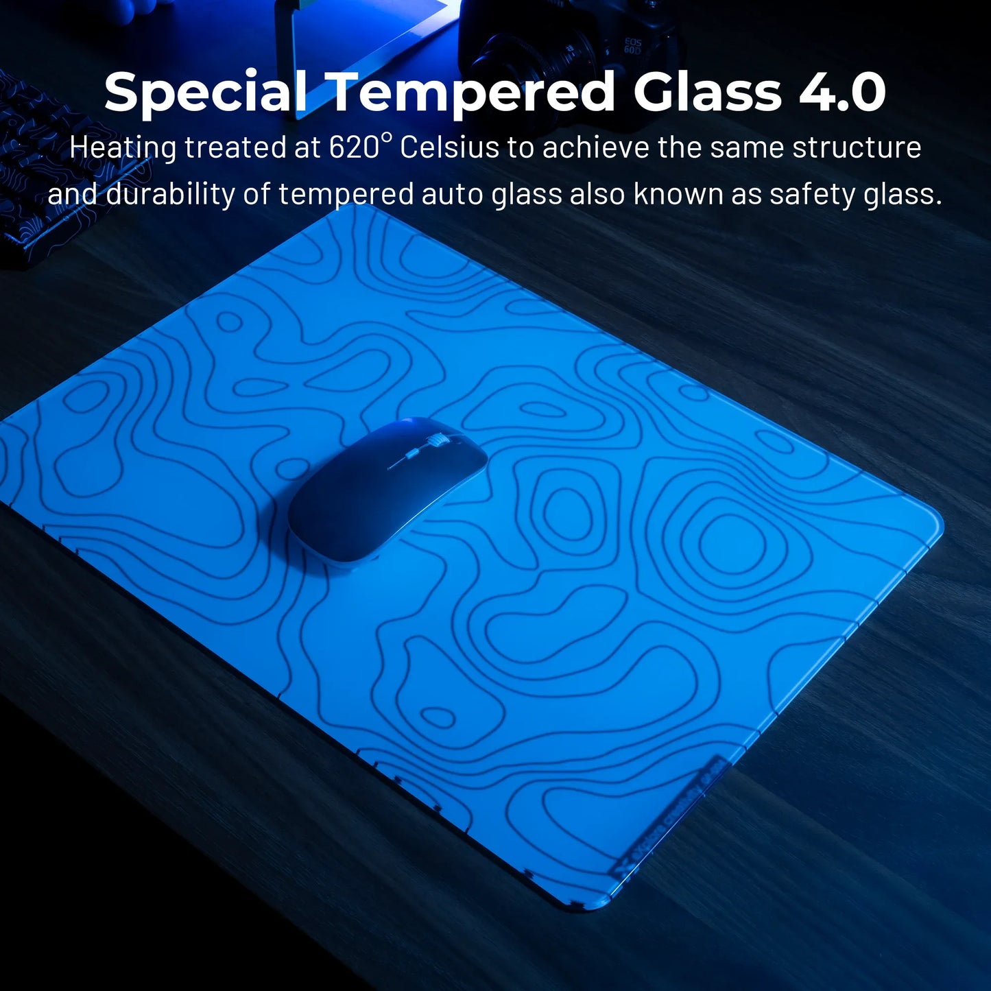 XVX SpacePad Glass Gaming Mouse Pad with Etched Surface Full Anti-Slip Rubber Base