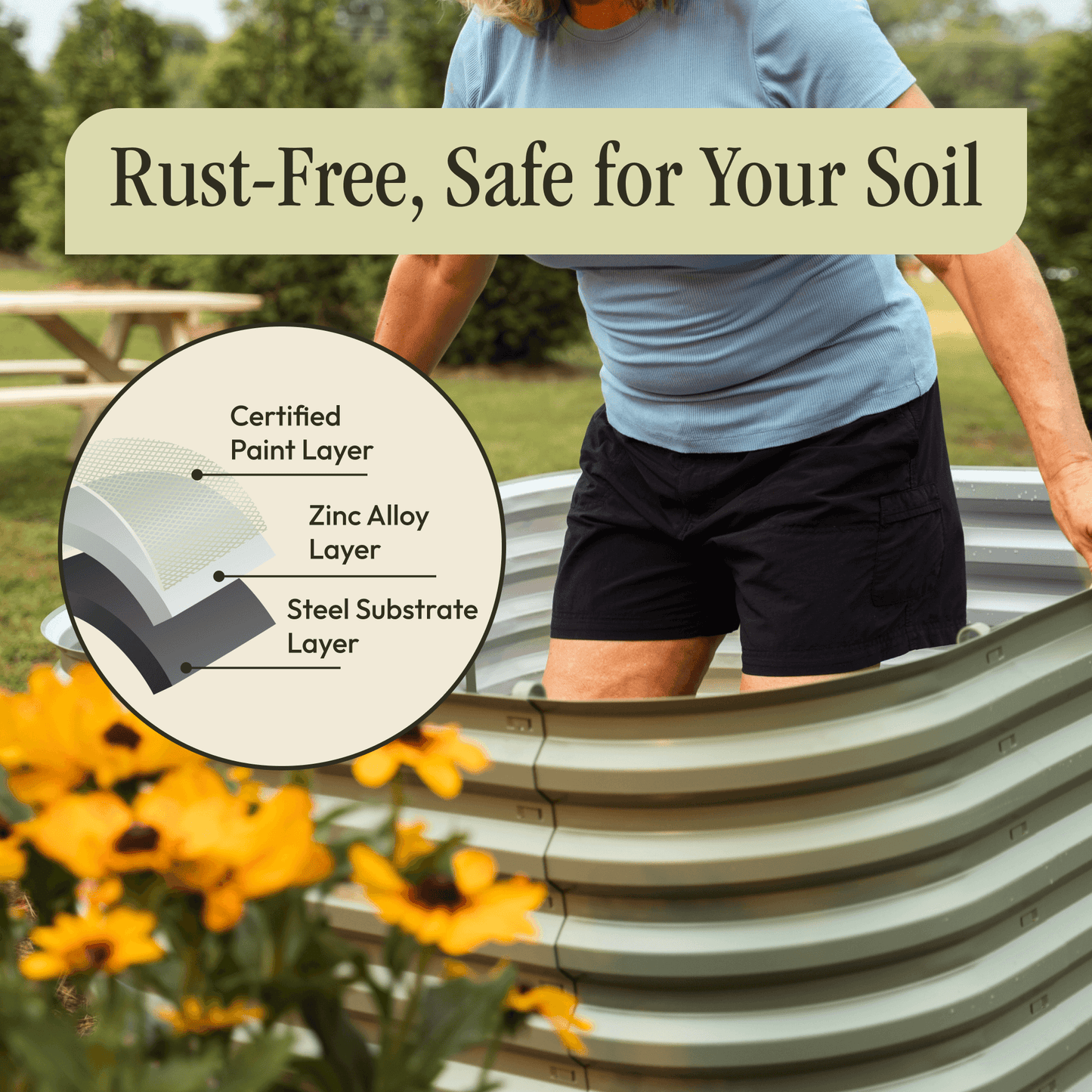 17" Tall 6 In 1 "No Tools Needed" Metal Raised Garden Bed Kit