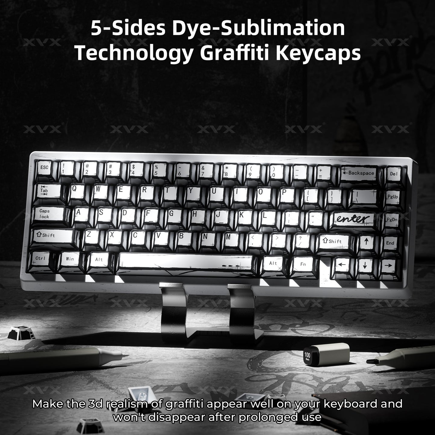 XVX Manga Theme graffiti Cherry Profile Dye-Sub PBT Keycaps