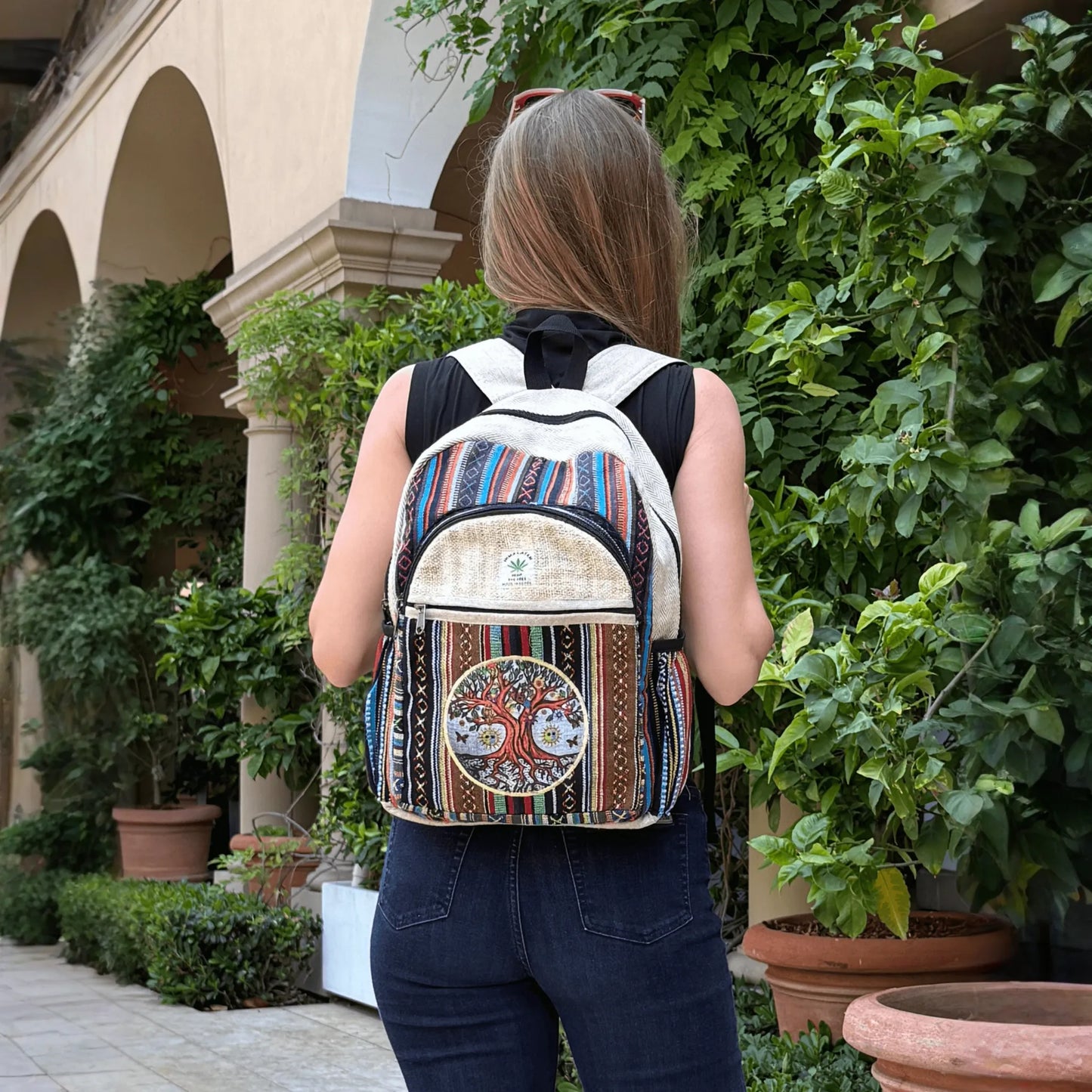 Kathmandu Collection Handmade Cotton and Hemp Tree of Life Backpack